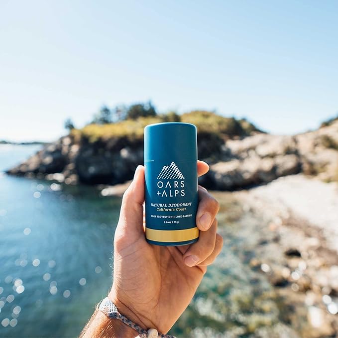 Oars + Alps Aluminum Free Deodorant for Men and Women, Dermatologist Tested and Made with Clean Ingredients, Travel Size, California Coast, 2 Pack, 2.6 Oz Each