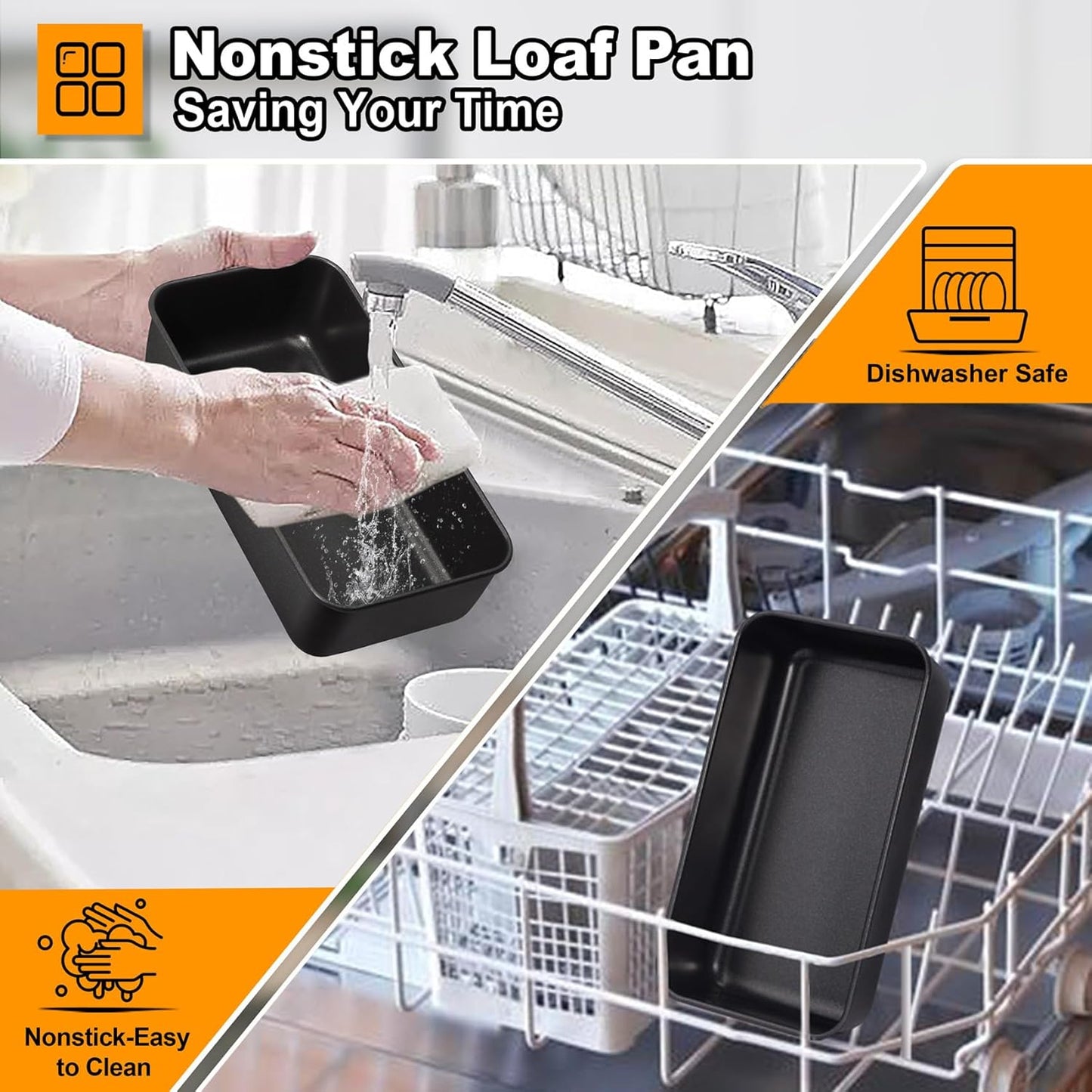 LIANYU 4 Pack Nonstick Loaf Bread Pan for Baking, 9x5 Inch Bread Loaf Baking Pan, Stainless Steel Meatloaf Pan Tin for Homemade, Dishwasher Safe