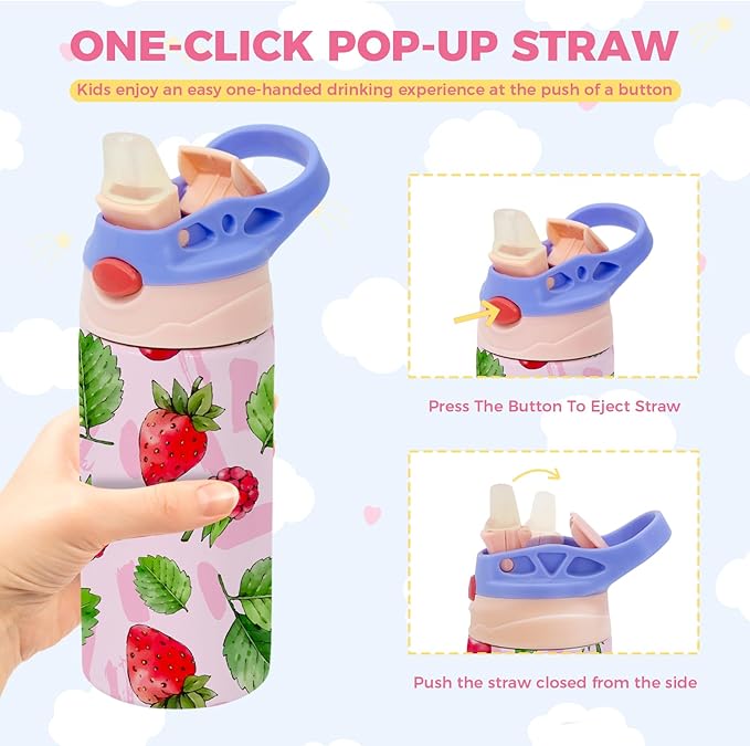 6 Pack 12 OZ Sublimation Straw Sippy Cup Blank Tumblers Double Wall Vacuum Insulated Mixed Color Thermoses Stainless Steel Water Bottles for School