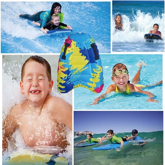 Inflatable Boogy Boards for Beach Travel Toys, 30” Cavas Slip Slide Water Park Body Surfing Board with Handles, Summer Fun Water Pool Game Toys for Kids 4,8,12 Ages
