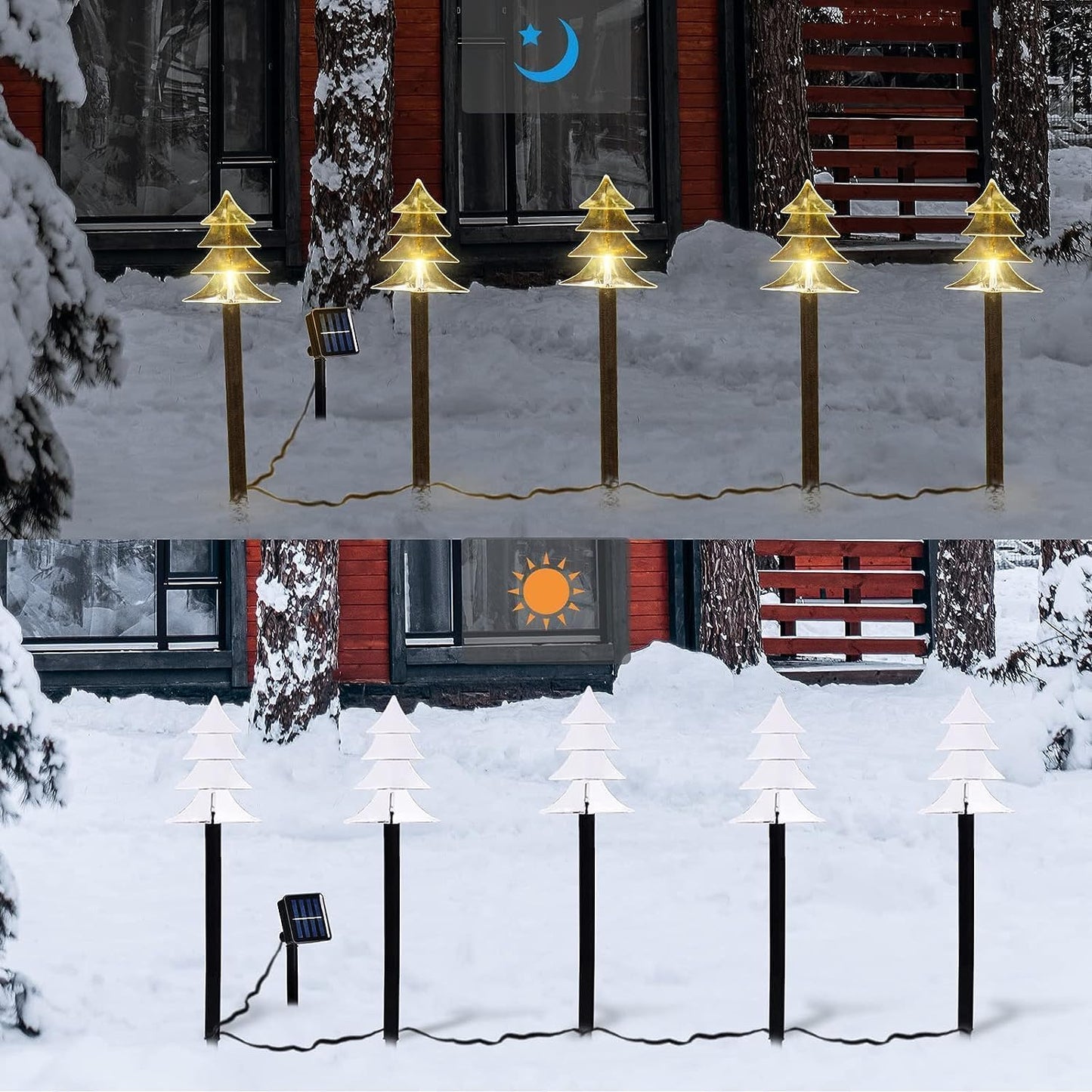 ILLUMINEW Outdoor Christmas Decorations, Solar Christmas Pathway Lights, Set of 5 Waterproof Landscape Christmas Lights, LED Lights for Yard Lawn Patio Walkway Decor