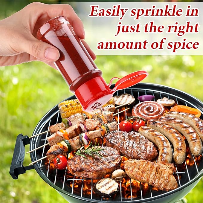Amyhill 100 Pcs Plastic Spice Bottles Spice Jars Seasoning Jars Shaker Plastic Jars 3.3 Oz/ 100ml Seasoning Shaker with Shaker Lids(Red Lid)