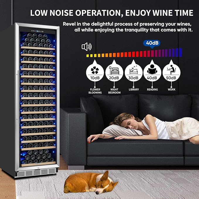 ORYMUSE Large 200 Bottle Wine Fridge - 24 Inch Wine Cooler Refrigerator, Freestanding and Built-in Design, Upgraded Compressor Cooling, Intelligent Temperature Memory