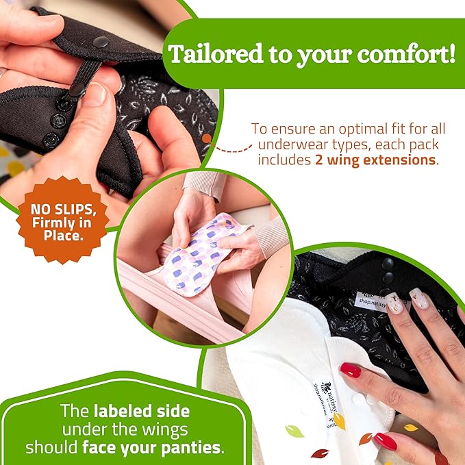 Non-Slip Organic Reusable Panty Liners for Women & Teens (Medium, 7-Pack) – High-Temp Washable Viscose Cloth Liners; Stay Fresh & Dry; for Daily Vaginal Discharge Only; 100% Breathable (no PUL/TPU)