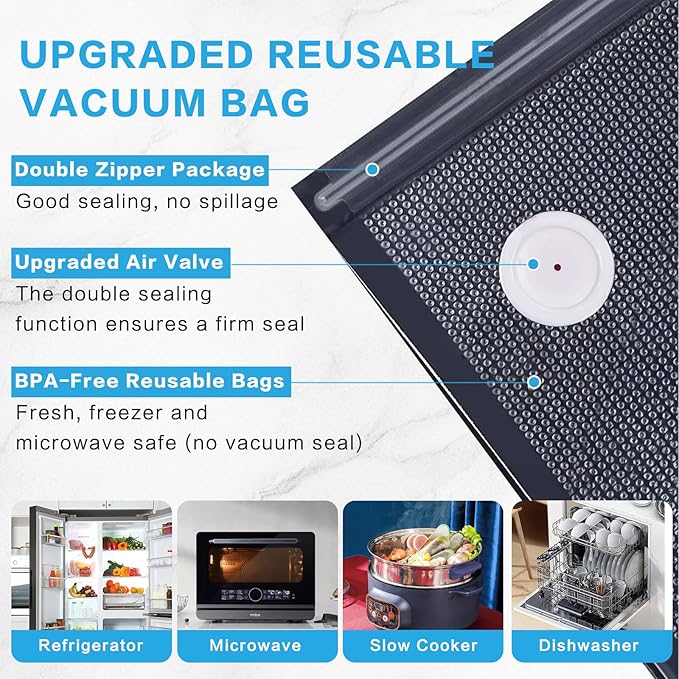 Reusable Vacuum Sealer Bags for Food – 30 Pack BPA-Free Small (8 x 10 in) Vacuum Storage Bags | Freezer & Microwave Safe | Leak-Proof & Odor-Resistant | Compatible With Many Vacuum Sealers