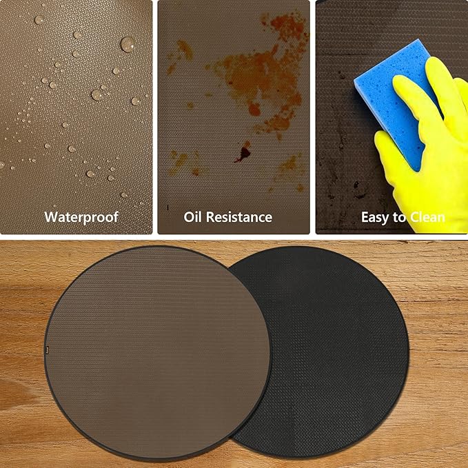 Round Under Grill Mat for Outdoor Grill, 48 Inch Anti-Slip BBQ Floor Mats, Easy to Clean Reusable Fireproof Grill Pad, Oil-Proof Waterproof Protector for Deck Fireplace Pit Mat Brown