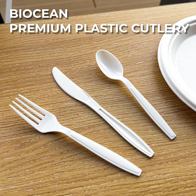 600Pack Disposable Plastic Spoons Bulk White Heavy Duty Plastic Teaspoons - Value Pack Cutlery Set For Parties, Restaurant (600SPOONS)