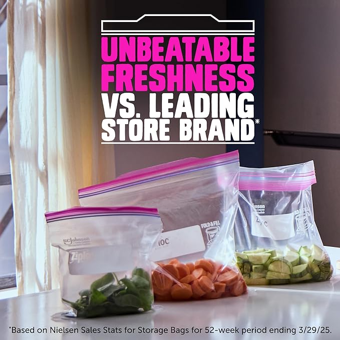Ziploc Gallon Food Storage Bags, Stay Open Design with Stand-Up Bottom, Easy to Fill, 42 Count (Packaging May Vary)