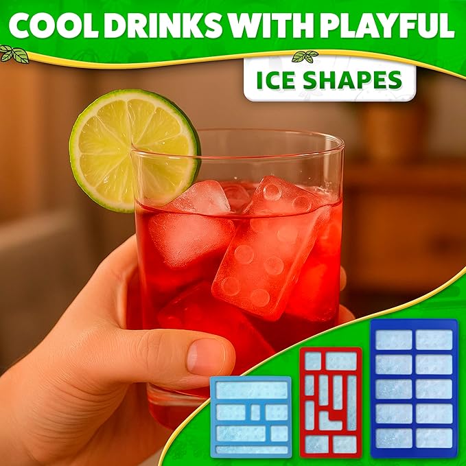 3 Pcs Silicone Chocolate Molds - Building Brick Mold Silicone Non-Stick Ice Cube Tray, Easy to Use & Clean - Designed for Candy, Chocolate, Ice, Gelatin, Soap, Jelly Shots, Cake Decorating & More Fun