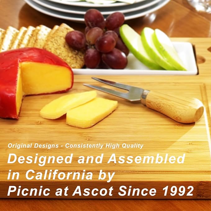 NCAA Illinois University Officially Licensed Fighting Illini Bamboo Cheese/Charcuterie Board with Ceramic Bowl, Knife Set & cheese Markers