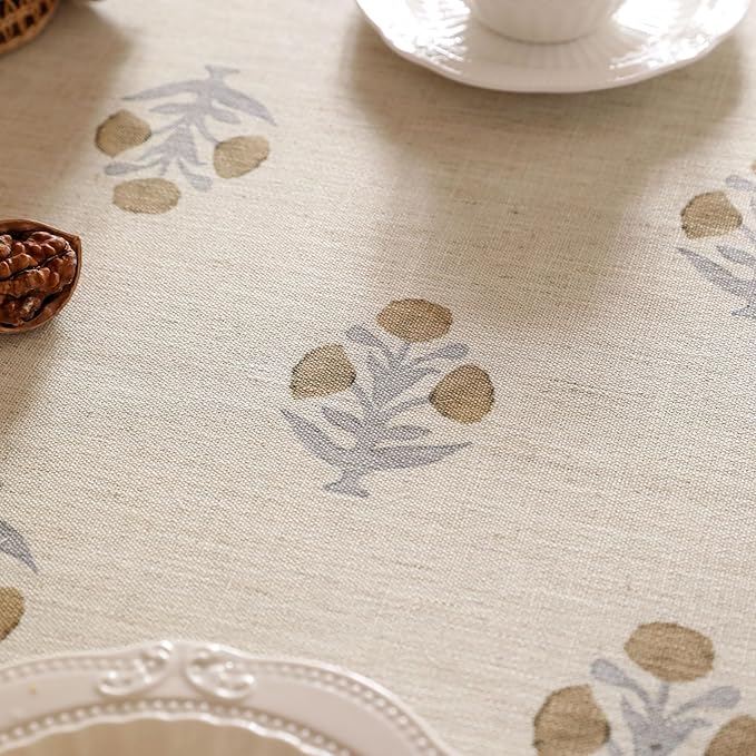 patdrea Designer Beige Extra Long Tablecloth for Rectangle Table,Elegant Linen Floral Pattern French Table Cloth,Decor Cover Cloth for Kitchen Dining Christmas,Thanksgiving,63"x110"-Istana a