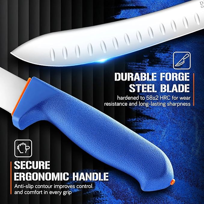 DRAGON RIOT Butcher Breaking Knife 10 Inch in High Carbon Stainless Steel, Razor Sharp Carving Slicing Knives for Meat Cutting, Professional Brisket Knife with Ergonomic Handle,Grilling Gifts for Men
