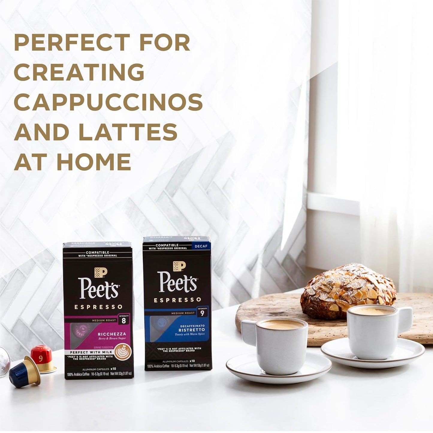 Peet's Coffee, Dark Roast Espresso Capsules Variety Pack, Compatible with Nespresso Original Machine - Intensity 10-11, 40 Count (4 Boxes of 10 Espresso Capsules)