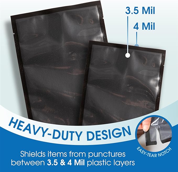 Spartan Industrial 8" X 12" Vacuum Seal Bags - 200 Count BPA-Free Food Storage Bags for Marinating, Freezing, Sous Vide Cooking