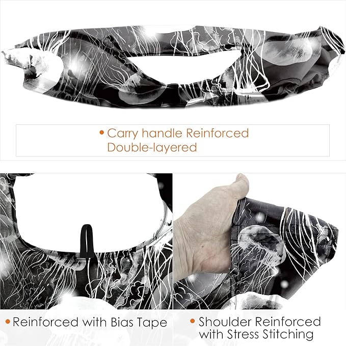 BeeGreen Turtle Reusable Grocery Bags Frog Elephant Penguin Jellyfish Shopping Bags Bulk 50LBS X-Large Heavy Duty 6 Pieces