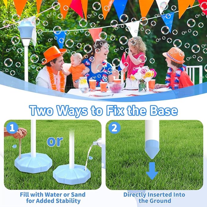 Bubble Machine for Kids, Automatic Standing Bubble Maker Machine Height Adjustable Up to 47 Inches Outdoor Battery Bubble Machine with Light/Music for Toddlers Birthday Party Gifts