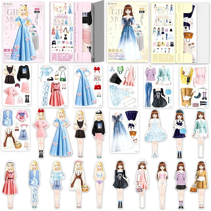 Magnetic Dress Up Paper Dolls for Girls Ages 4-7, Pretty Princess Game Paper Dolls Dress Up Toys, Creating Imaginative Birthday Gifts