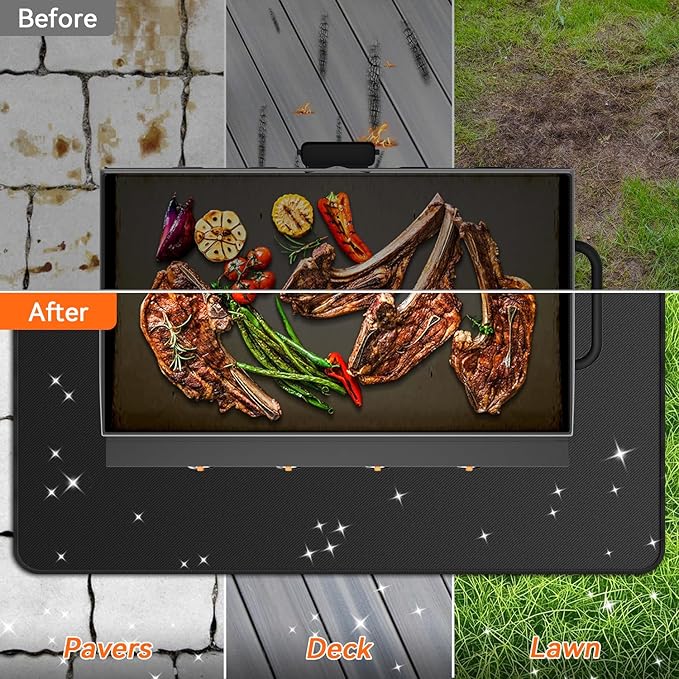 48x30 inches Large Under Grill Mats for Blackstone, Double-Sided Fireproof Outdoor Grill Protective Mat, Oilproof Waterproof BBQ Fire Pit Fireplace Mat