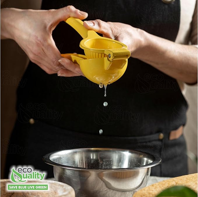 EcoQuality Heavy Duty Handheld Yellow Citrus Juice Squeezer Premium Lemon, Lime & Orange Press for Maximum Extraction Easy to Use, Durable and Rust Resistant Metal Manual Juicer (6)