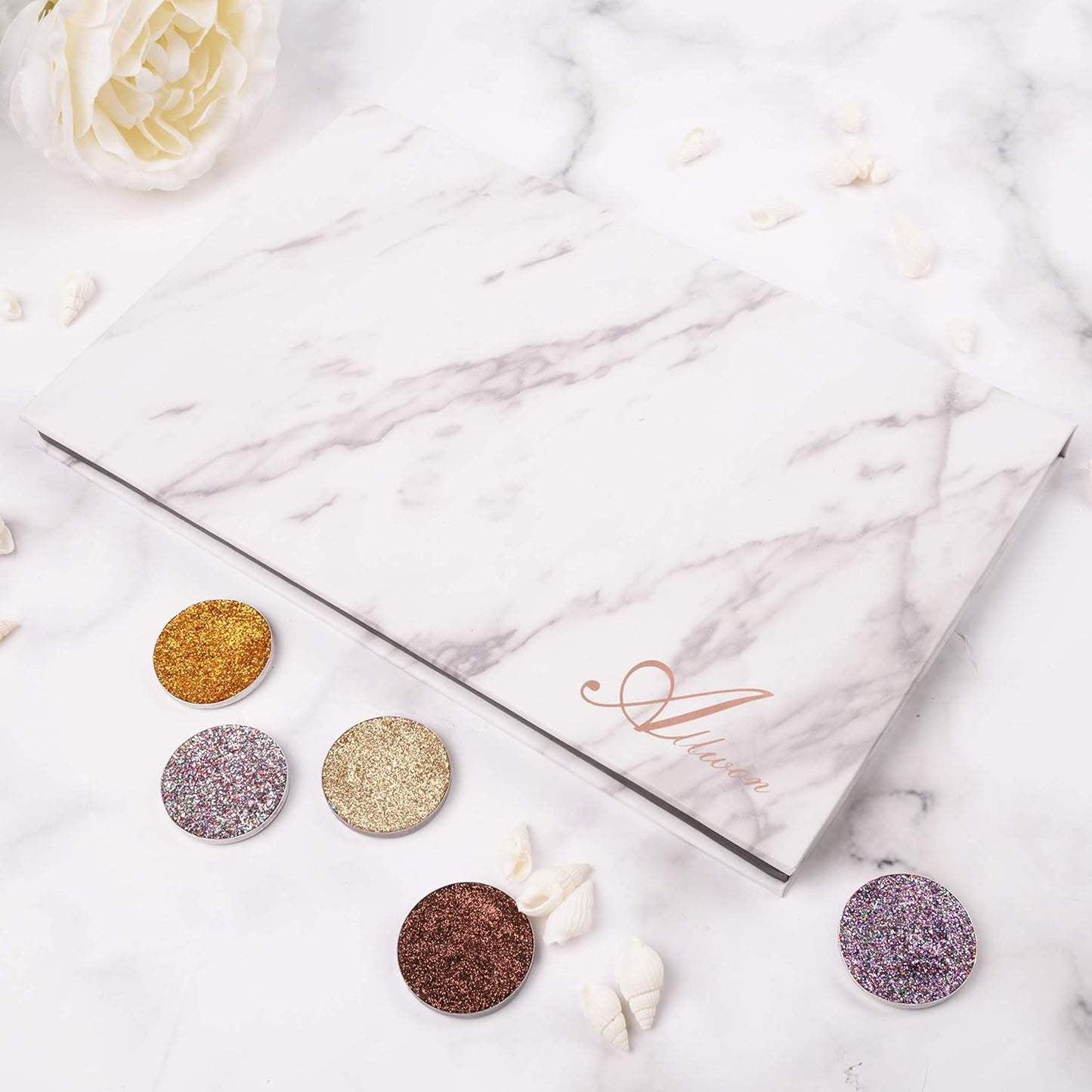 Magnetic Palette Marble Empty Makeup Palette with Mirror for Eyeshadow Lipstick Blush Powder (White)