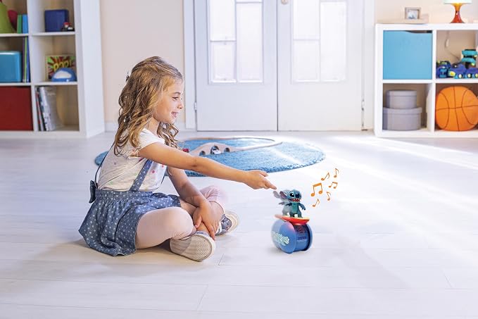 LEXiBOOK, Disney Stitch, The Interactive Surfer Stitch Robot – Self-Balancing, Light and Sound Effects, Portable Toy with Reactive Sensors, Blue, ROB01D