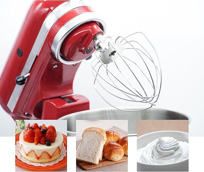 6-Wire Whip Compatible with 6Qt Kitchenaid Tilt Head Stand Mixer, Replacement for Kitchenaid Stand Mixer Attachments and Accessories KN256, Stainless Steel, Dishwasher Safe(1 Pack)