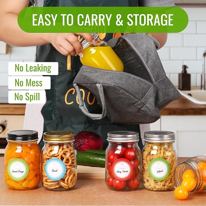 Glass Mason Jars with Gold Lids 16 oz - 15 Pack Regular Mouth Canning Jars for Food Storage, Meal Prep, Overnight Oats, DIY Crafts - Includes 24 Stickers & Brush