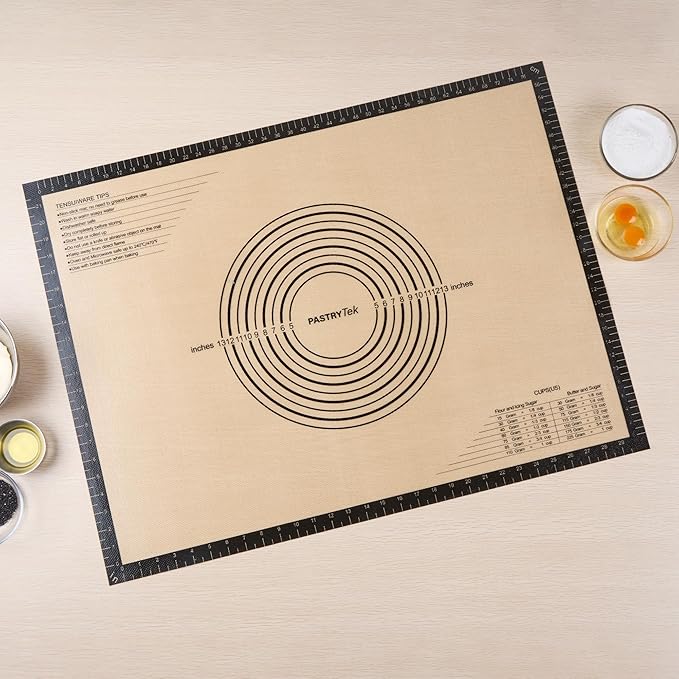 Restaurantware Baking Mat Pack of 1 Non-Stick 23.6"x31.5" Silicone Extra Large Baking Mat, Rectangle Reusable Durable Anti-Slip Sheet with Measurement Markings for Kneading Rolling Shaping Dough