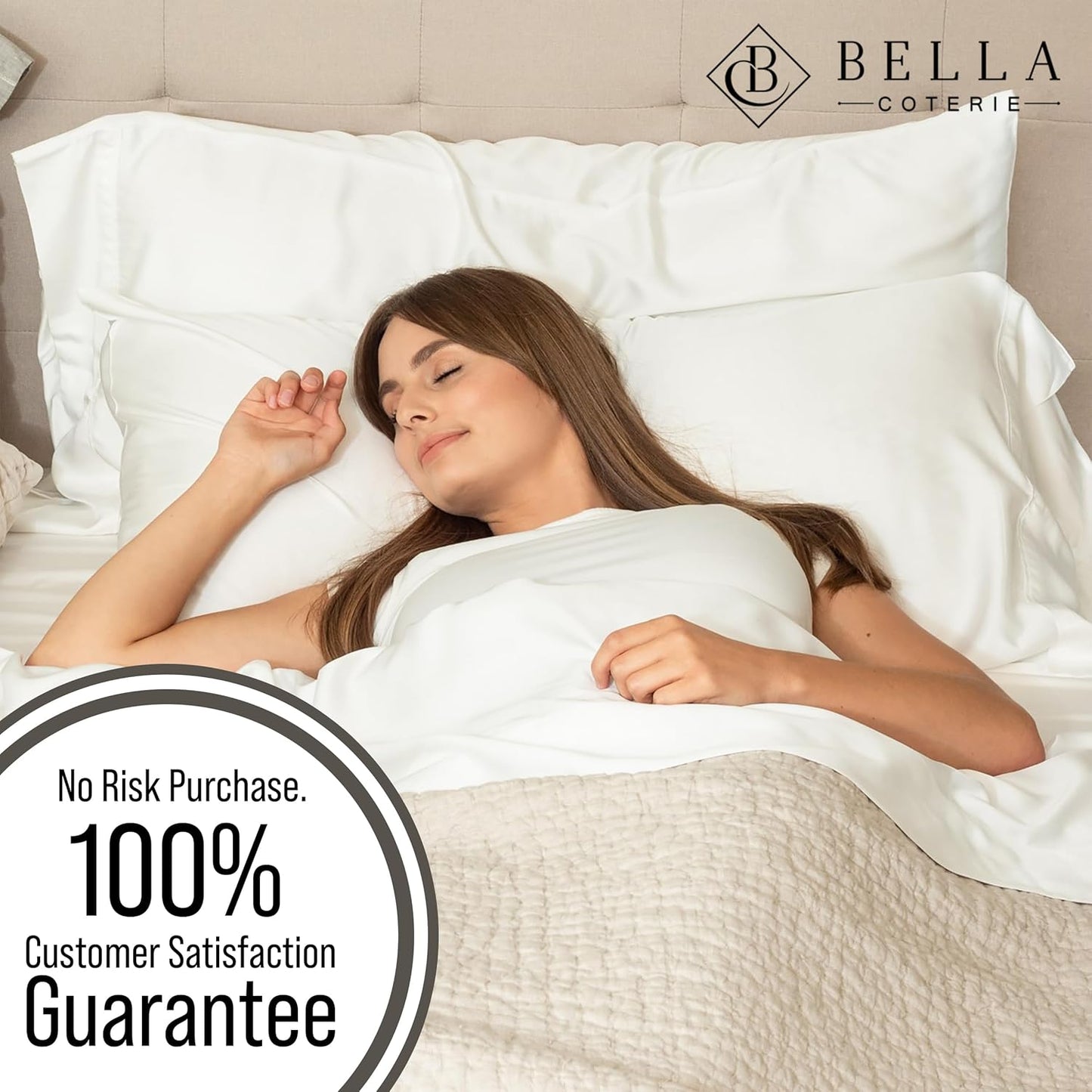 Bella Coterie Luxury Bamboo Viscose Cal King Size Sheet Set | 100% Organically Grown | Ultra Soft | Cooling for Hot Sleepers | 18" Deep Pocket [White]