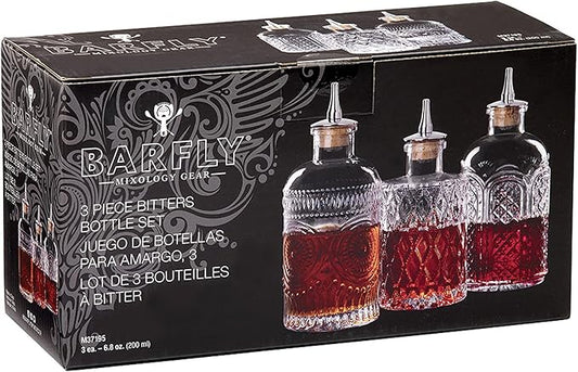 Barfly Bitters Bottle Set of 3 - M37186/M37187/M37188, Glass, 6.8 oz (200 ml), Set of 3
