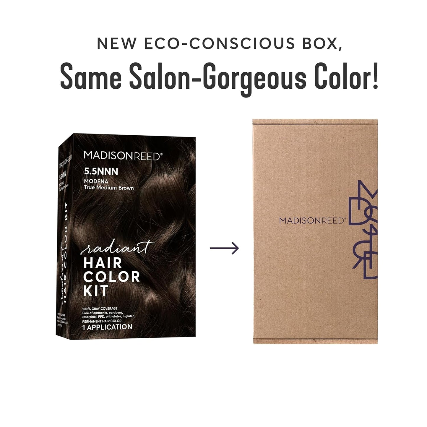 Madison Reed Radiant Hair Color Kit | 5.5NNN Dark Brown with Warm Golden Tones (Modena Brown) 100% Maximum Gray Hair Coverage | Permanent Hair Dye for Resistant Grays | PPD & Ammonia-Free | 2 Pack