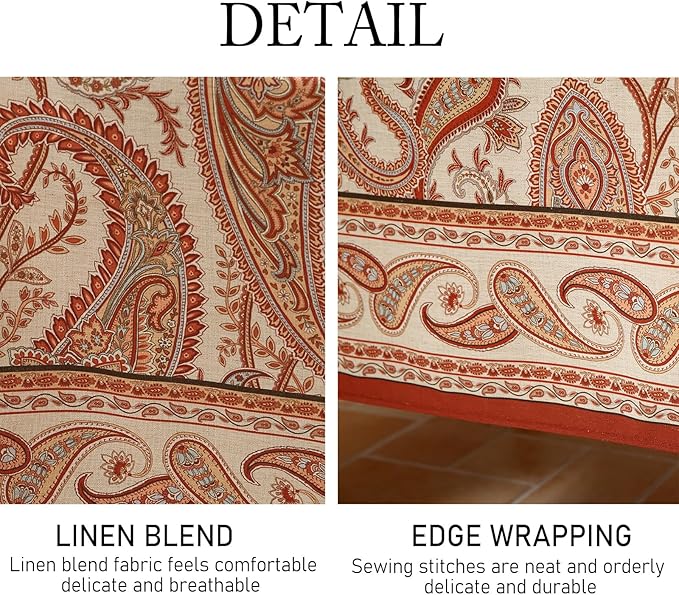 ISAENNE Designer French Red Extra Long Tablecloth Rectangle,Linen Table Cloth with Cashew Pattern,Stain Proof Decor Tablecloths for Dining Thanksgiving Kitchen Christmas,67"*118"-Chauffrey D