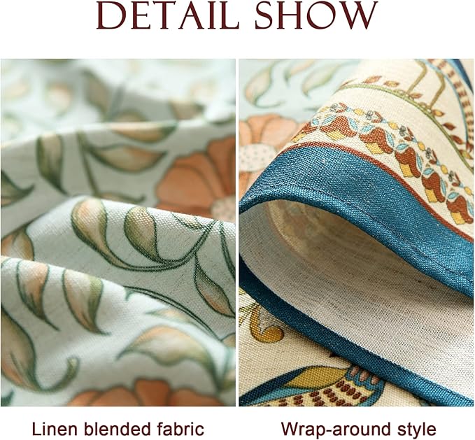 patdrea Designer French Linen Blue Tablecloth for Rectangle Table,Vintage Floral Table Cloth,Colorful Decoration Fall Cover Kitchen Dining for Thanksgiving,Tea Party,Christmas,63"x102"-Wensel