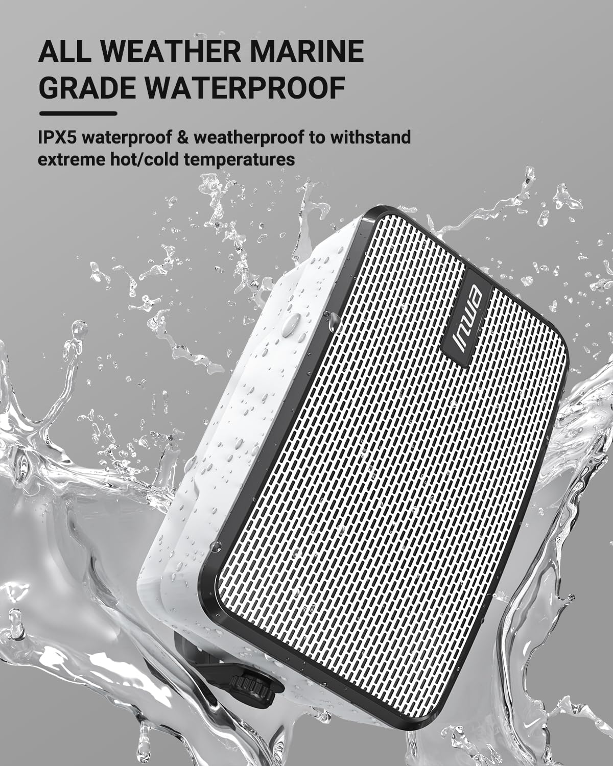 Inwa Outdoor Bluetooth Speakers, IPX5 Waterproof 400W Wall Mount Speaker, Powerful Indoor/Outdoor Sound System, Wireless Sync Up to 100 Speakers, Suitable for Patio/Porch/Gazebo/Garage(MZ-621, Pair)