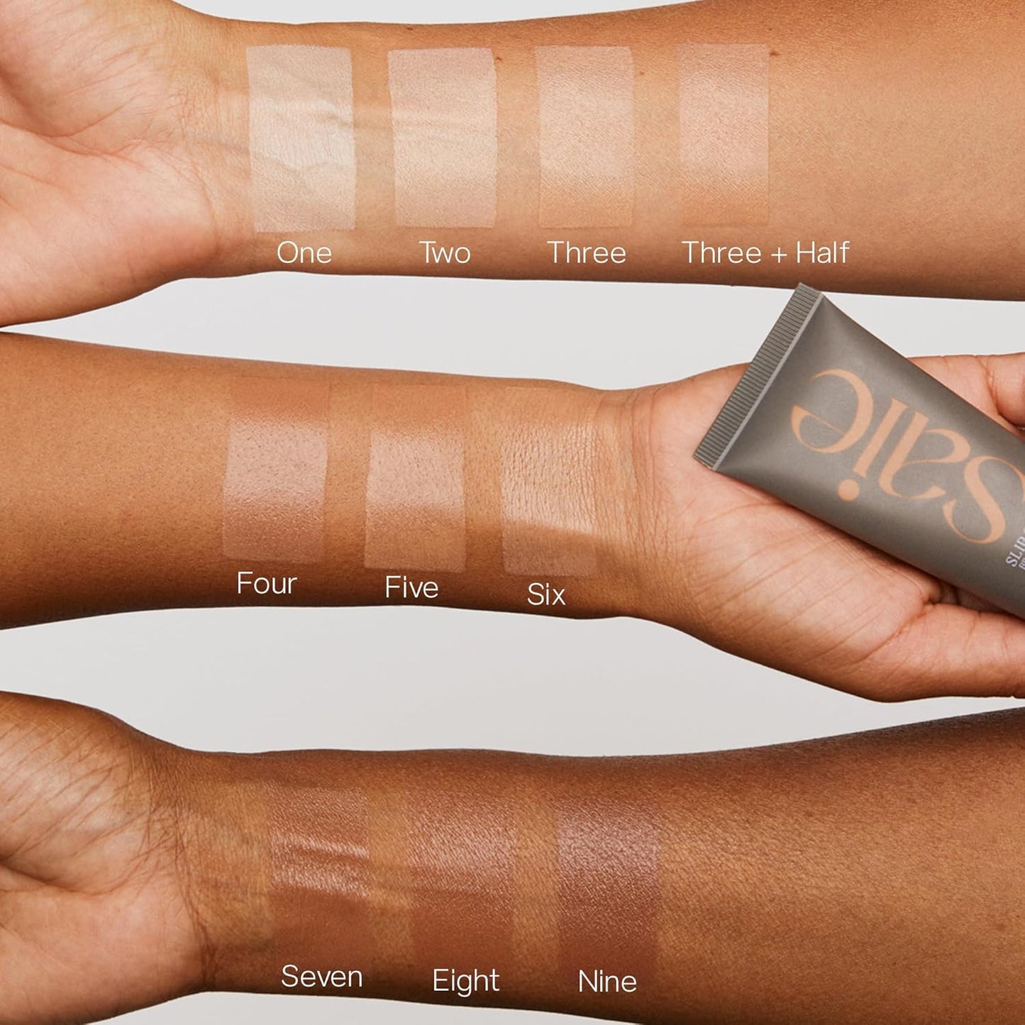Saie Slip Tint Tinted Moisturizer with SPF 35 - Light Coverage, Glowy Skin Tint & Mineral Sunscreen for Face with Hydrating Hyaluronic Acid - Summer Makeup Essential - Shade Ten (1.35 oz)