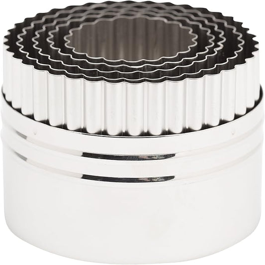 Ateco Double Sided Small Round Cutters in Graduated Sizes, Fluted & Plain Edges, Stainless Steel, 5 Pc Set