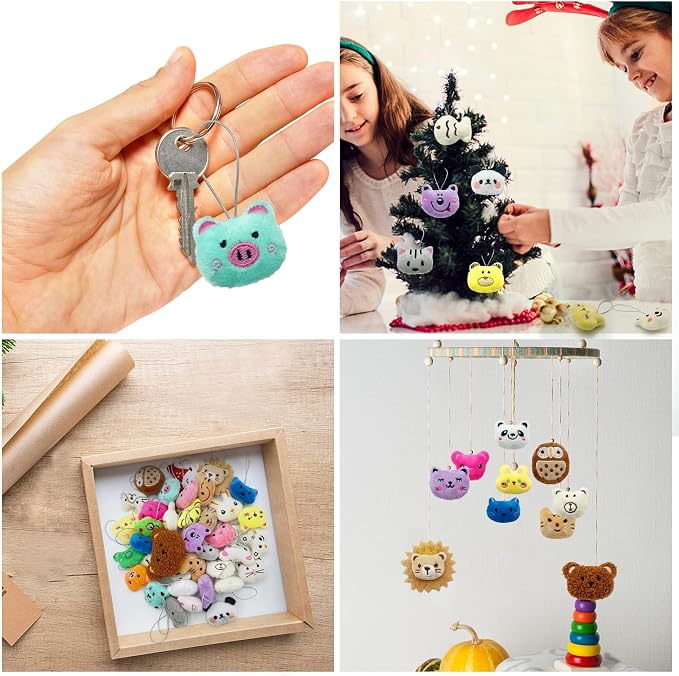 XIPEGPA 40 PCS Mini Animal Plush Toys Set Cute Small Animal Stuffed Toy Keychain for Party Favors Keychain Ornament for Goody Bag Easter Egg Stuffers Carnival Birthday Party Classroom Prizes