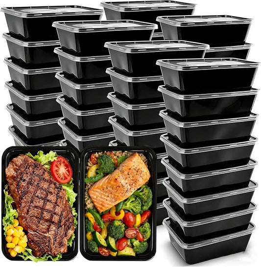 50-Pack Meal Prep Containers, 26 OZ Microwavable Reusable Food Containers with Lids for Food Prepping, Disposable Lunch Boxes, Plastic Food Boxes- Stackable, Freezer Dishwasher Healthy