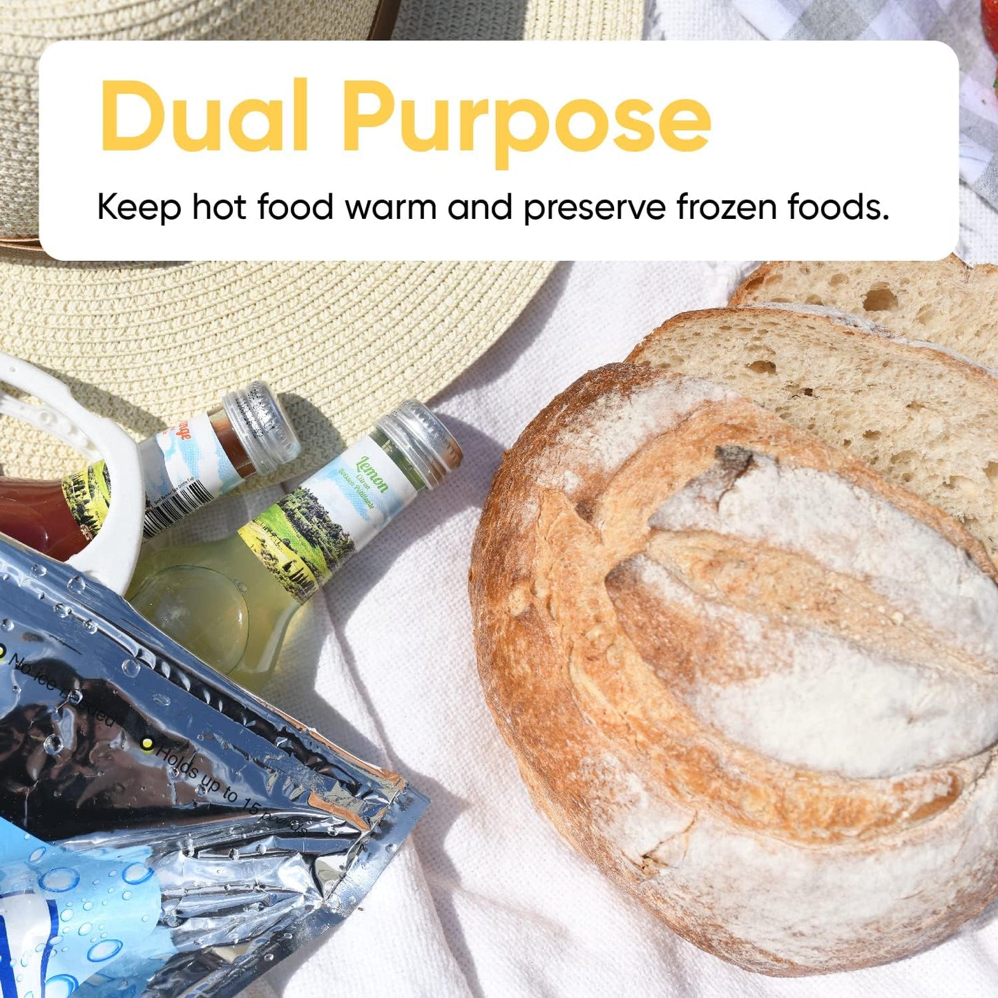 Superio Hot and Cold Insulated Bags for Food Delivery, Grocery Shopping Bags, Food Storage for Hot and Frozen Food for Travel, Disposable Cooler Bag, Reinforced Thermal Lunch Bag (6, 13"x5.5"x8.5")