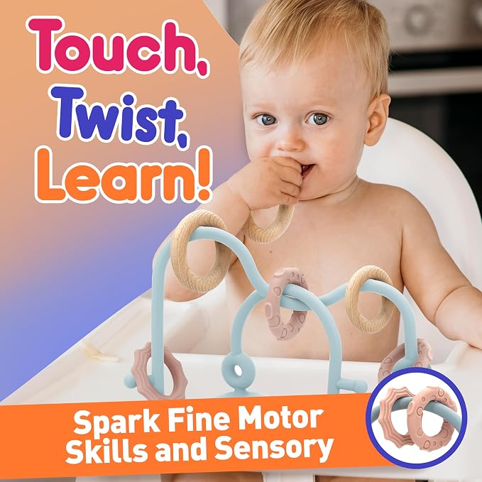 Baby Suction High Chair Toys - Enhanced 24hr Hold Suction Cup Sensory Bath Toys for Babies 6-12 Months, Toddlers, Infant, Interactive Silicone Montessori Teether Toy | Enhanced 24hr Hold Suction Cup Bath Toys for Babies 6-12 Months, Toddlers, Infant, I...