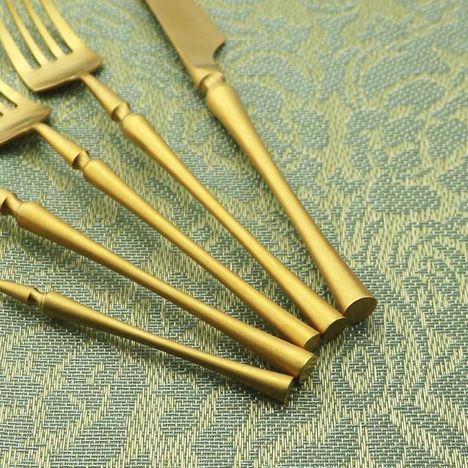 Gugrida Unique & Beautiful Flatware Set - 5 Piece Iridescent Silverware Sets | 18/10 Stainless Steel Reusable Cutlery Set | Gold Utensils Service For 1 with Dessert Fork, Knife, Spoon, Dinner Fork