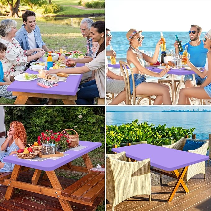 homing Rectangle Table Cloth Cover, Waterproof Polyester Elastic Fitted Tablecloth, Fits for 5 Foot Folding Tables, Washable Table Protector for Picnic, Camping, Outdoor (Lavender, 30" x 60")