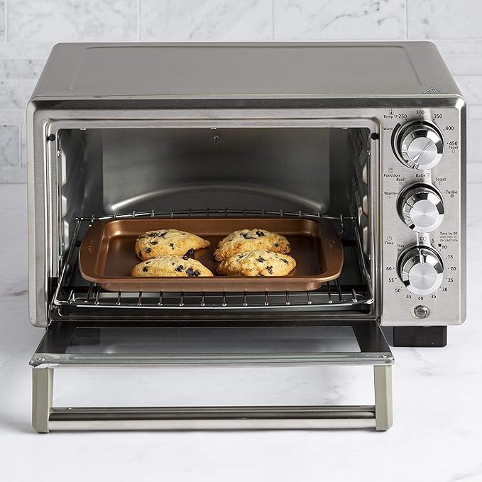 Ecolution Non-Stick Toaster Oven Bakeware Set, 4 Piece, Carbon Steel, Easy to Clean and Perfect for Single Servings, Copper