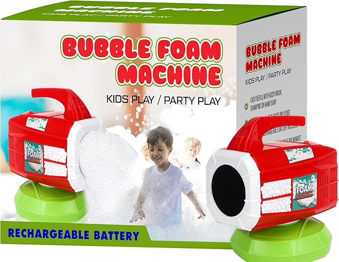 Bubble Foam Machine for Parties & Bath Fun - Portable Powerful Foam Maker with Rechargeable Battery for Outdoor & Indoor Play - Perfect for Kids Gift, Birthday,Ages 3 4 5 6 7 8 9 10 11 and Up