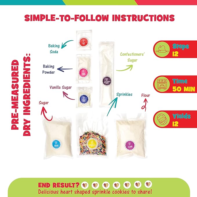 Kids Baking Kit by Baketivity + Highlights Magazine Booklet | Kindness Themed Baking Set for Kids | DIY Arts and Crafts Set | Heart Shaped Sprinkle Cookies | Kosher