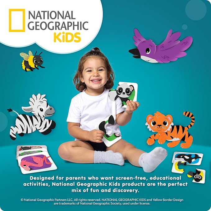 NATIONAL GEOGRAPHIC Kids Jumbo Cardboard Building Blocks – 40 Heavy-Duty Bricks in 3 Sizes, Build & Learn with Game Spinner & Activity Cards for Kids 3+, Indoor Play Construction Toy for STEM Learning