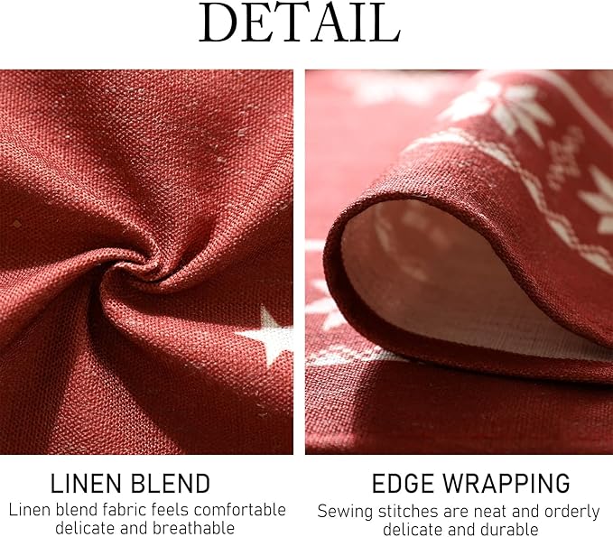 ISAENNE Designer Christmas Red Long Tablecloth Rectangular,Linen Table Cloth with Snowflakes Pattern,Wrinkle Resistant Decor Tablecloths for Dining Kitchen Thanksgiving Christmas,63"*94"-Carol C