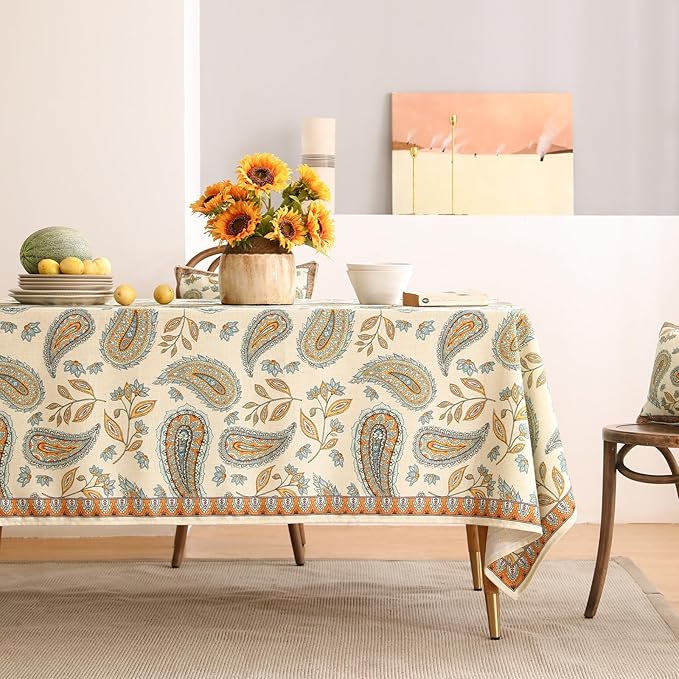 patdrea Designer Vintage French Rectangular Table Cloth,Italian Floral Wrinkle Free Extra Long Tablecloth,Decor Table Cover for Kitchen Dining,Christmas,Tea Party,Thanksgiving,63"x110"-Lysaniya