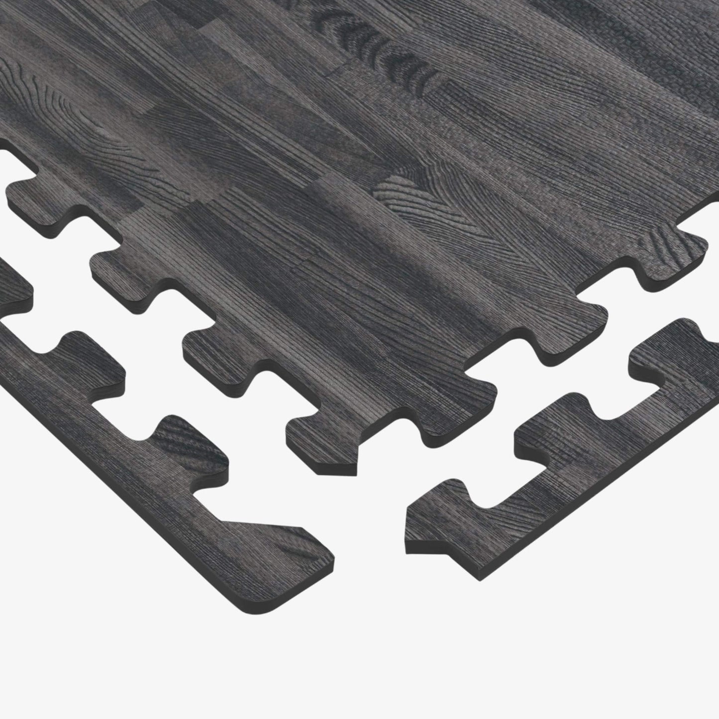 Forest Floor 5/8 Inch Thick Printed Foam Tiles, Premium Wood Grain Interlocking Foam Floor Mats, Anti-Fatigue Flooring, Carbon, 16 Sq Ft