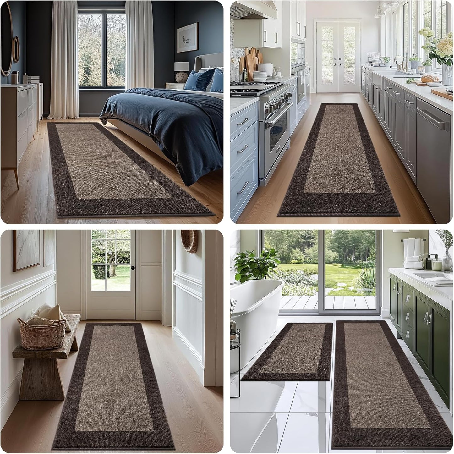 Machine Washable Runner Rug 32" x 120", Non Slip Kitchen Mat for Floor, Absorbent Entryway Rug for Kitchen, Bedroom, Living Room, Hallway, Door (Roll Packing)